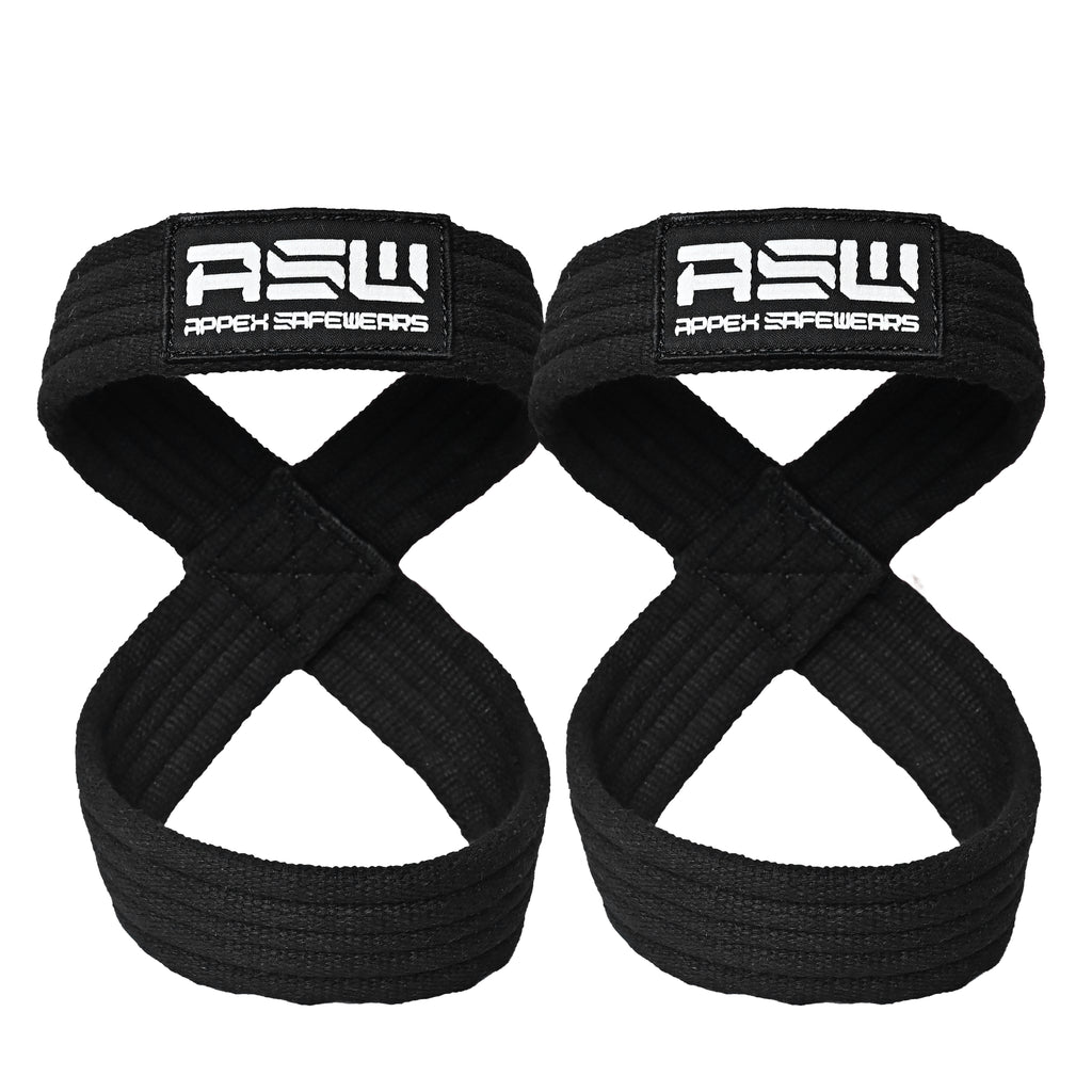 Figure 8 Weightlifting Straps (Pair)  – Anti-Slip Grip for Deadlifts, Powerlifting & Gym Training