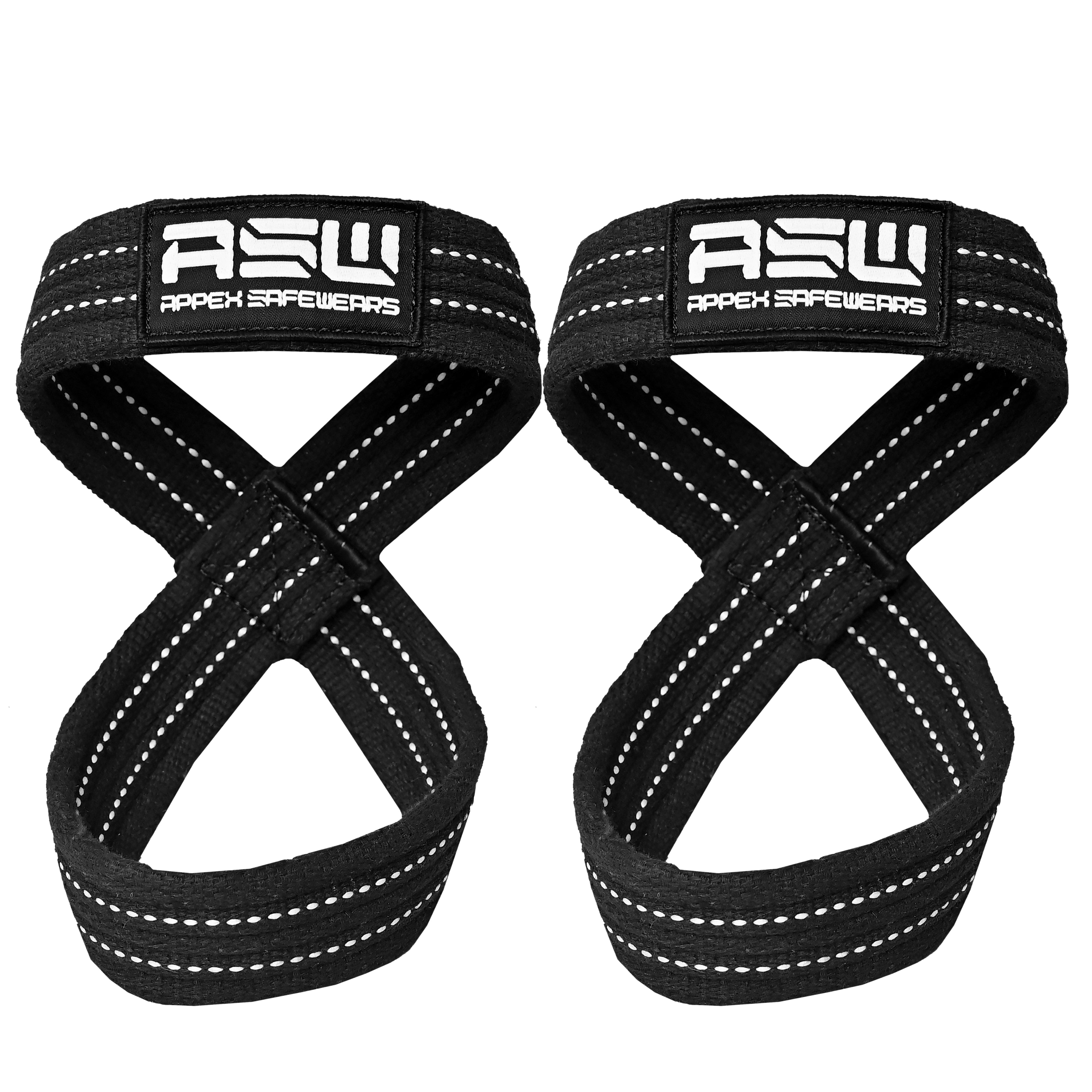 Figure 8 Weightlifting Straps (Pair)  – Anti-Slip Grip for Deadlifts, Powerlifting & Gym Training